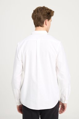Non-iron Regular Fit Normal Kesim %100 Pamuk Beyaz Gömlek - White-W241631100 (görsel 7)