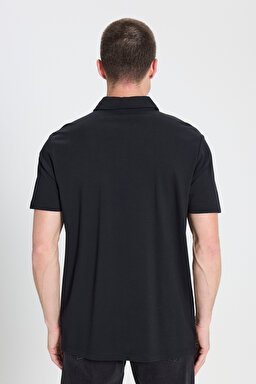 Regular Fit Normal Kesim Siyah Polo Yaka Tişört - Black-W241648001 (görsel 5)