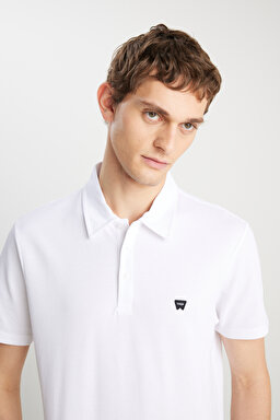 Regular Fit Normal Kesim Beyaz Polo Yaka Tişört - White-W241648100 (görsel 4)