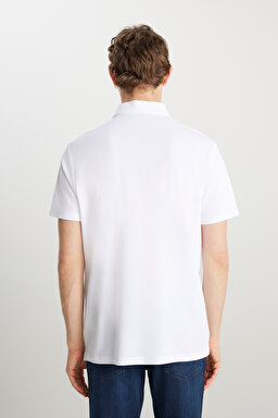 Regular Fit Normal Kesim Beyaz Polo Yaka Tişört - White-W241648100 (görsel 5)