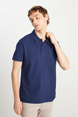 Regular Fit Normal Kesim Lacivert Polo Yaka Tişört - Navy-W241648410 (görsel 2)