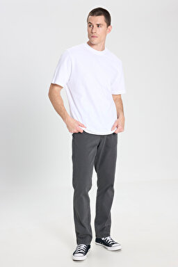 Regular Fit Normal Kesim Bisiklet Yaka %100 Pamuk Beyaz Tişört - White-W241673100 (görsel 4)