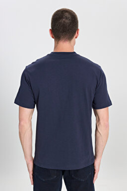 Regular Fit Normal Kesim Bisiklet Yaka %100 Pamuk Lacivert Tişört - Navy-W241673410 (görsel 5)