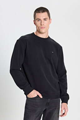 Regular Fit Normal Kesim Bisiklet Yaka Siyah Sweatshirt - Black-W242262001