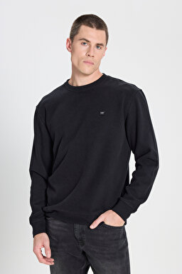 Regular Fit Normal Kesim Bisiklet Yaka Siyah Sweatshirt - Black-W242262001 (görsel 2)