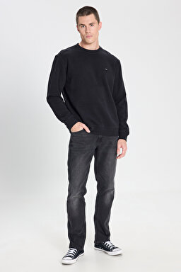 Regular Fit Normal Kesim Bisiklet Yaka Siyah Sweatshirt - Black-W242262001 (görsel 3)