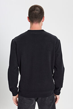Regular Fit Normal Kesim Bisiklet Yaka Siyah Sweatshirt - Black-W242262001 (görsel 5)