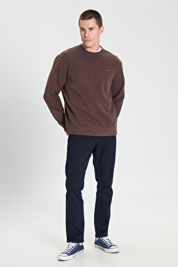 Regular Fit Normal Kesim Bisiklet Yaka Koyu Kahverengi Sweatshirt - Dark Brown-W242262024 (görsel 3)