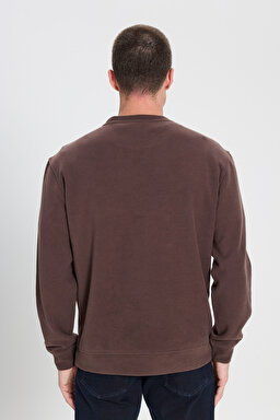 Regular Fit Normal Kesim Bisiklet Yaka Koyu Kahverengi Sweatshirt - Dark Brown-W242262024 (görsel 5)