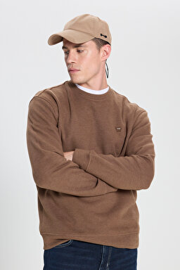 Regular Fit Normal Kesim Bisiklet Yaka Kahverengi Sweatshirt - Brown-W242262220