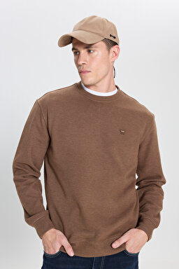 Regular Fit Normal Kesim Bisiklet Yaka Kahverengi Sweatshirt - Brown-W242262220 (görsel 3)