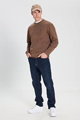 Regular Fit Normal Kesim Bisiklet Yaka Kahverengi Sweatshirt - Brown-W242262220 (görsel 4)