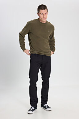 Regular Fit Normal Kesim Bisiklet Yaka Haki Sweatshirt - Khaki-W242262801 (görsel 3)
