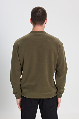 Regular Fit Normal Kesim Bisiklet Yaka Haki Sweatshirt - Khaki-W242262801 (görsel 5)