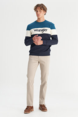 Regular Fit Normal Kesim Bisiklet Yaka İçi Polarlı Petrol Rengi Sweatshirt - Petrol-W242284405 (görsel 2)