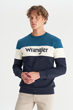 Regular Fit Normal Kesim Bisiklet Yaka İçi Polarlı Petrol Rengi Sweatshirt - Petrol-W242284405 (görsel 3)