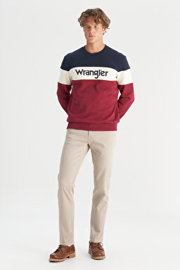Regular Fit Normal Kesim Bisiklet Yaka İçi Polarlı Bordo Sweatshirt - Wine-W242284810 (görsel 3)