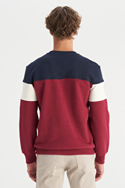 Regular Fit Normal Kesim Bisiklet Yaka İçi Polarlı Bordo Sweatshirt - Wine-W242284810 (görsel 6)
