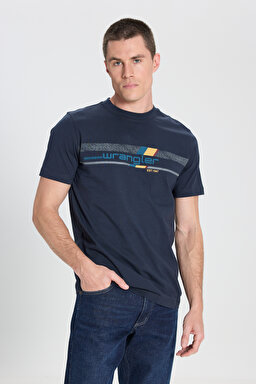 Regular Fit Normal Kesim Bisiklet Yaka %100 Pamuk Antrasit Tişört - Anthracite-W242293003