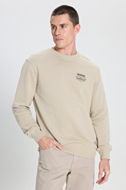 Regular Fit Normal Kesim Bisiklet Yaka Taş Rengi Sweatshirt - Stone-W242338013 (görsel 2)