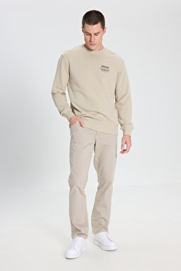 Regular Fit Normal Kesim Bisiklet Yaka Taş Rengi Sweatshirt - Stone-W242338013 (görsel 3)