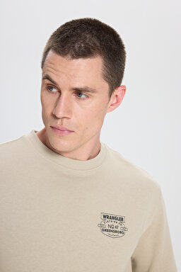 Regular Fit Normal Kesim Bisiklet Yaka Taş Rengi Sweatshirt - Stone-W242338013 (görsel 5)