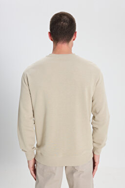 Regular Fit Normal Kesim Bisiklet Yaka Taş Rengi Sweatshirt - Stone-W242338013 (görsel 6)
