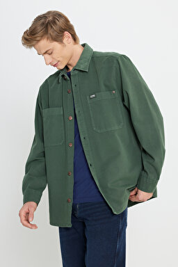 Relaxed Fit Geniş Kesim %100 Pamuk Vizon Gömlek - Vizon-W242419208 (görsel 2)