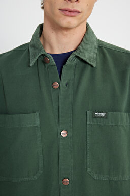 Relaxed Fit Geniş Kesim %100 Pamuk Vizon Gömlek - Vizon-W242419208 (görsel 5)
