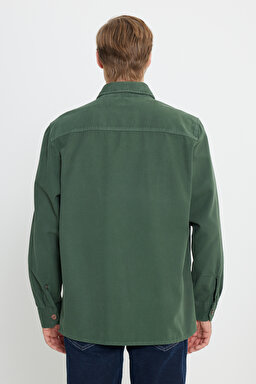Relaxed Fit Geniş Kesim %100 Pamuk Vizon Gömlek - Vizon-W242419208 (görsel 6)