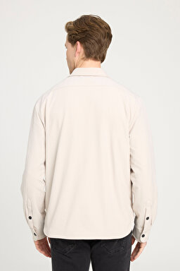 Loose Fit Rahat Kesim Bej Gömlek Ceket - Beige-W242423614 (görsel 7)
