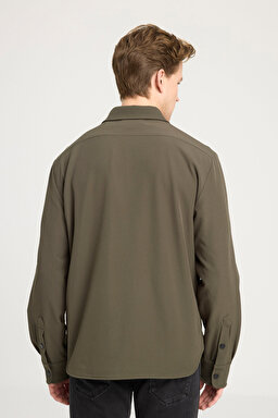 Loose Fit Rahat Kesim Haki Gömlek Ceket - Khaki-W242423801 (görsel 6)