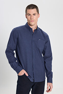 Regular Fit Normal Kesim %100 Pamuk Lacivert Gömlek - Navy-W242430410