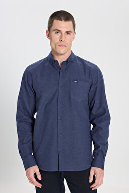Regular Fit Normal Kesim %100 Pamuk Lacivert Gömlek - Navy-W242430410 (görsel 2)