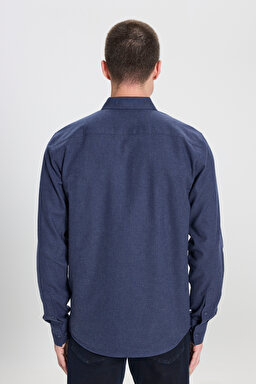 Regular Fit Normal Kesim %100 Pamuk Lacivert Gömlek - Navy-W242430410 (görsel 5)