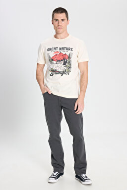 Regular Fit Normal Kesim Bisiklet Yaka %100 Pamuk Ekru Tişört - Ecru-W242437104 (görsel 3)