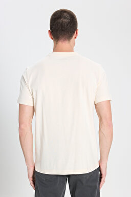 Regular Fit Normal Kesim Bisiklet Yaka %100 Pamuk Ekru Tişört - Ecru-W242437104 (görsel 5)