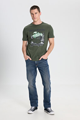 Regular Fit Normal Kesim Bisiklet Yaka %100 Pamuk Haki Tişört - Khaki-W242437801 (görsel 3)