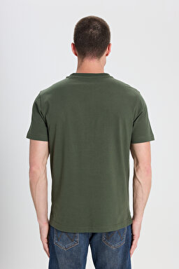 Regular Fit Normal Kesim Bisiklet Yaka %100 Pamuk Haki Tişört - Khaki-W242437801 (görsel 5)