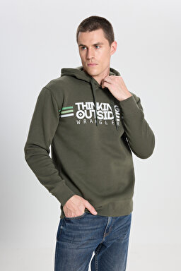 Regular Fit Normal Kesim Kapüşonlu İçi Polarlı Haki Sweatshirt - Khaki-W242443801