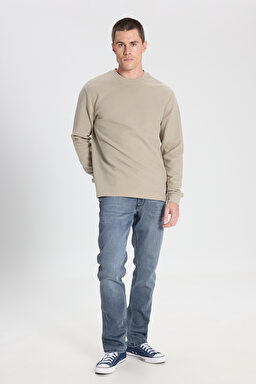 Regular Fit Normal Kesim Bisiklet Yaka %100 Pamuk Açık Yeşil Sweatshirt - Dahlia-W242501299 (görsel 2)