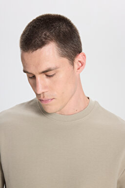 Regular Fit Normal Kesim Bisiklet Yaka %100 Pamuk Açık Yeşil Sweatshirt - Dahlia-W242501299 (görsel 4)