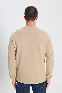 Regular Fit Normal Kesim Bisiklet Yaka %100 Pamuk Bej Sweatshirt - Beige-W242501614 (görsel 5)