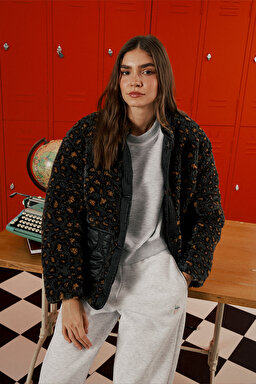 Loose Fit Rahat Kesim Çift Taraflı Antrasit Bomber Ceket - Anthracite-W242551003