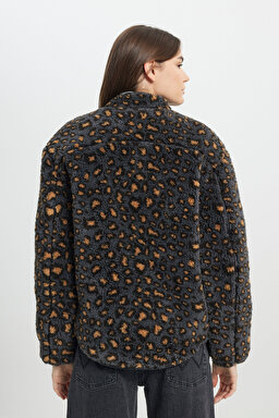 Loose Fit Rahat Kesim Çift Taraflı Antrasit Bomber Ceket - Anthracite-W242551003 (görsel 7)