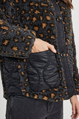 Loose Fit Rahat Kesim Çift Taraflı Antrasit Bomber Ceket - Anthracite-W242551003 (görsel 8)