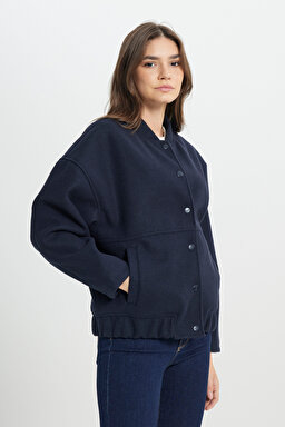 Loose Fit Rahat Kesim Lacivert Bomber Ceket - Navy-W242555410 (görsel 2)