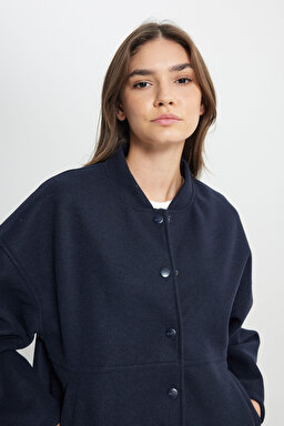 Loose Fit Rahat Kesim Lacivert Bomber Ceket - Navy-W242555410 (görsel 5)