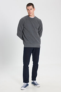 Regular Fit Normal Kesim Bisiklet Yaka Antrasit Sweatshirt - Anthracite-W242593003 (görsel 3)