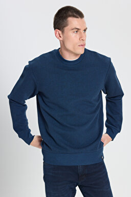 Regular Fit Normal Kesim Bisiklet Yaka Lacivert Sweatshirt - Navy-W242593410 (görsel 3)